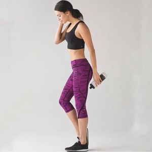 LULULEMON Pink Zebra Print On Track Crop (19") Capri Leggings